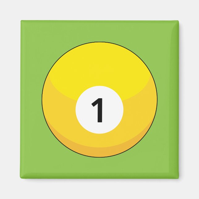 Yellow Billiard Ball Number One Magnet (Front)