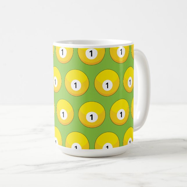 Yellow Billiard Ball Number One Pattern Coffee Mug (Front Right)