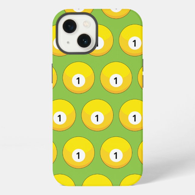 Yellow Billiard Ball Number One Pattern iPhone Case (Back)