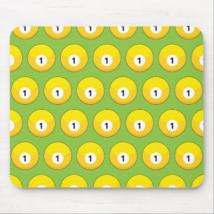 Yellow Billiard Ball Number One Pattern Mouse Pad