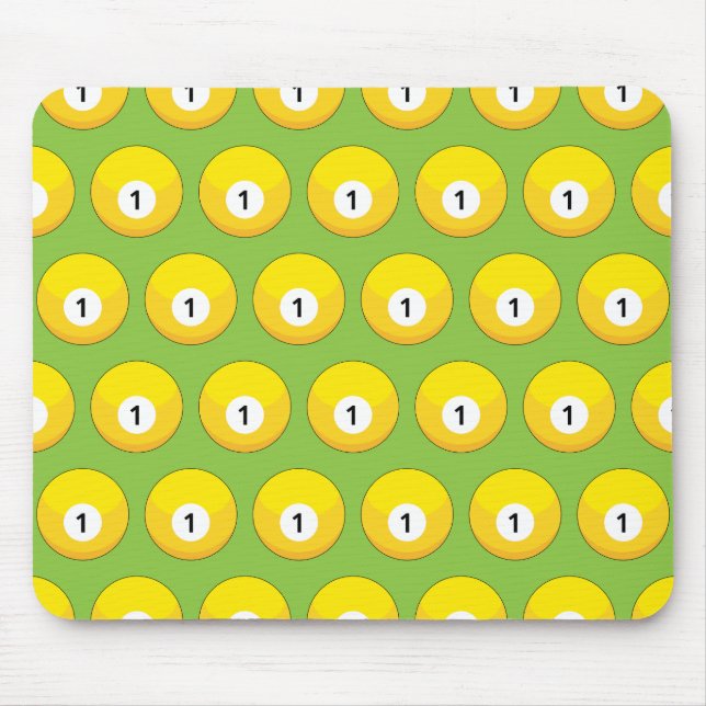 Yellow Billiard Ball Number One Pattern Mouse Pad (Front)