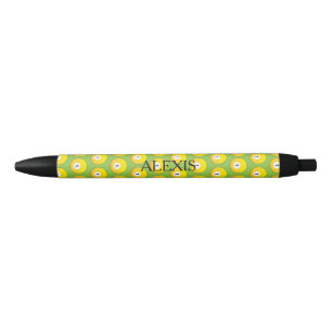 Yellow Billiard Ball Number One Personalise Black Ink Pen