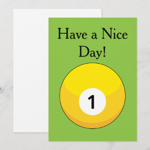 Yellow Billiard Ball Number One Personalise Holiday Card