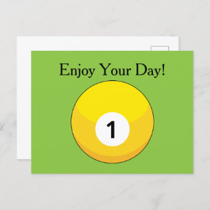 Yellow Billiard Ball Number One Personalise Holiday Postcard