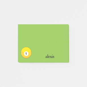 Yellow Billiard Ball Number One Personalise Post-it Notes