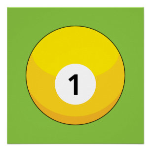Yellow Billiard Ball Number One Poster