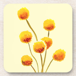 Yellow Billy Button native Australian flower Coaster