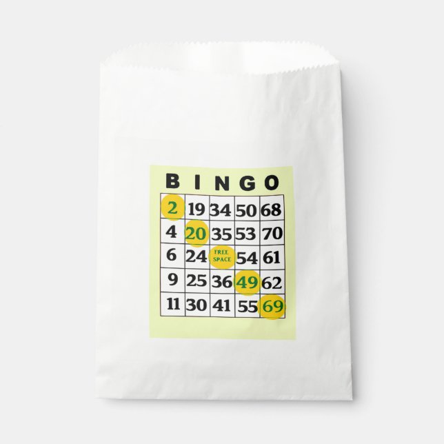 Yellow BINGO Card Party Favour Bag (Front)