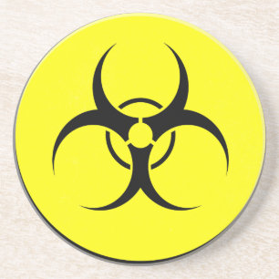 Yellow bio-hazard logo coaster