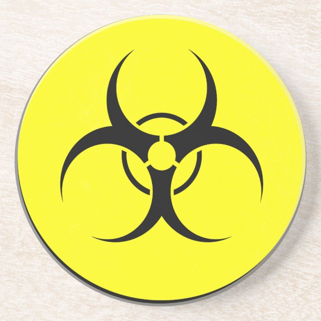 Yellow bio-hazard logo coaster (Front)