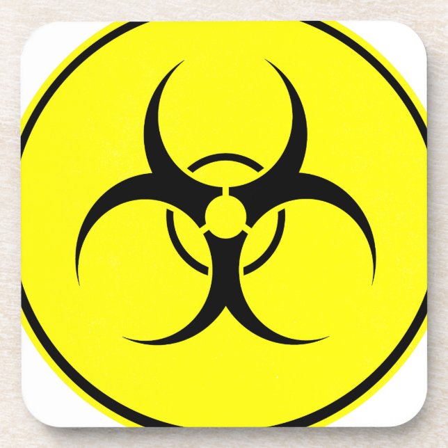 Yellow bio-hazard logo coaster (Front)