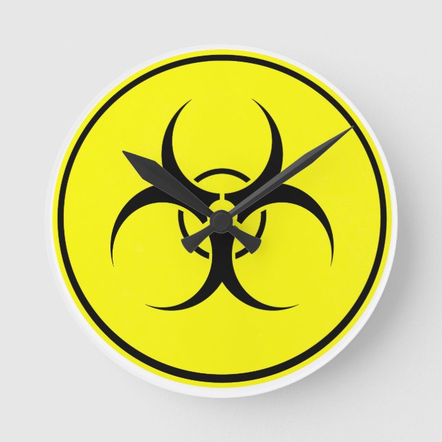 Yellow bio-hazard logo round clock (Front)