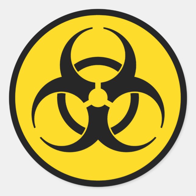 Yellow Biohazard Symbol Classic Round Sticker (Front)