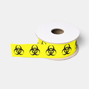 Yellow BioHazard Symbol Grosgrain Ribbon