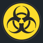 Yellow Biohazard Symbol Sticker<br><div class="desc">Universal biohazard symbol on a caution yellow background.</div>