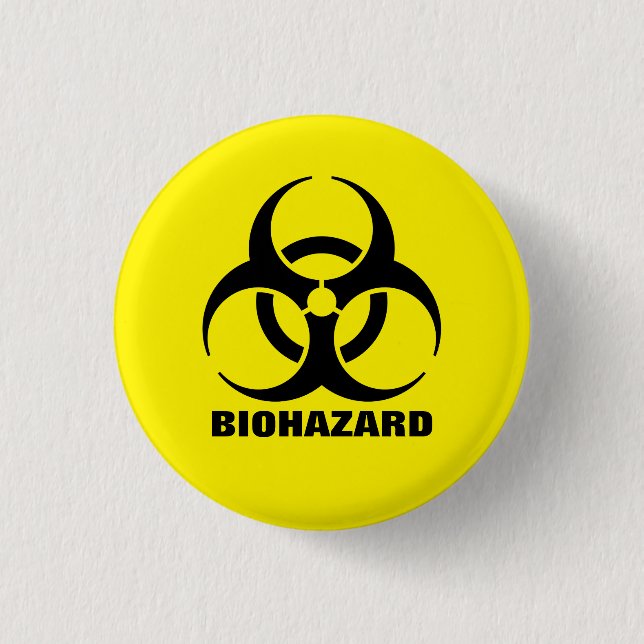 Yellow Biohazard Symbol Warning Sign 3 Cm Round Badge (Front)