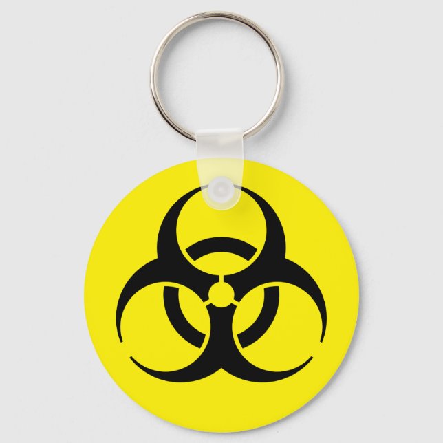 Yellow Biohazard Symbol Warning Sign Key Ring (Front)