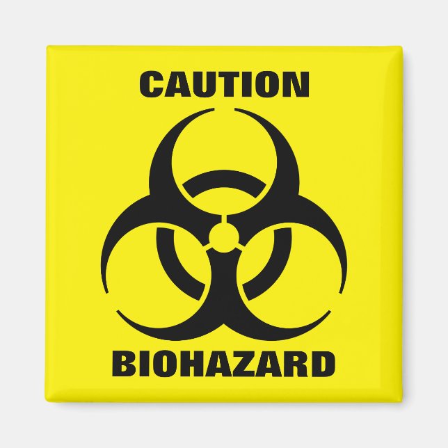 Yellow Biohazard Symbol Warning Sign Magnet (Front)