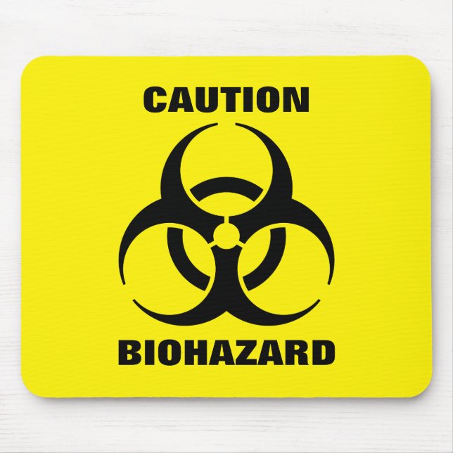 Yellow Biohazard Symbol Warning Sign Mouse Pad (Front)