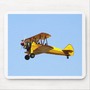 Yellow Biplane Mouse Pad