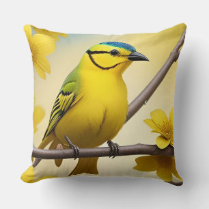 🌿 Yellow Bird Branch Home Accent Decor Cushion