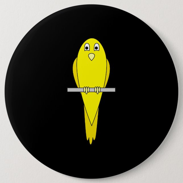 Yellow Bird. Canary. On Black. 6 Cm Round Badge (Front)