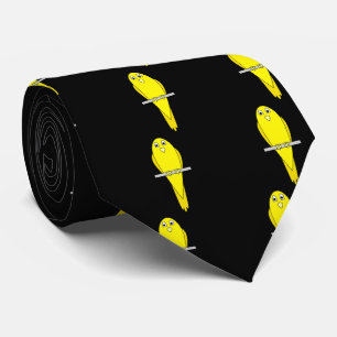 Yellow Bird. Canary. On Black. Tie