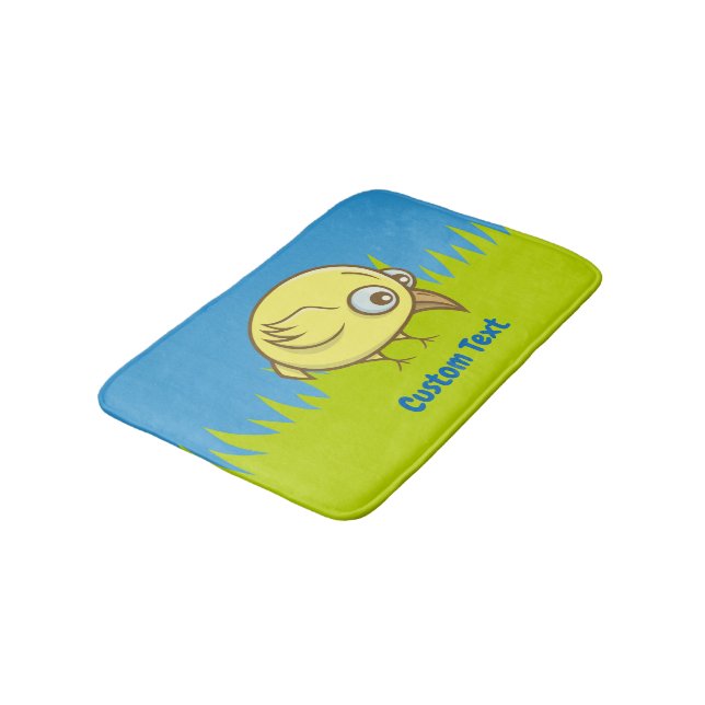 Yellow bird cartoon bathroom mat (Angled)