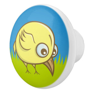 Yellow bird cartoon ceramic knob