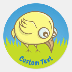 Yellow bird cartoon classic round sticker
