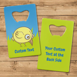 Yellow bird cartoon credit card bottle opener