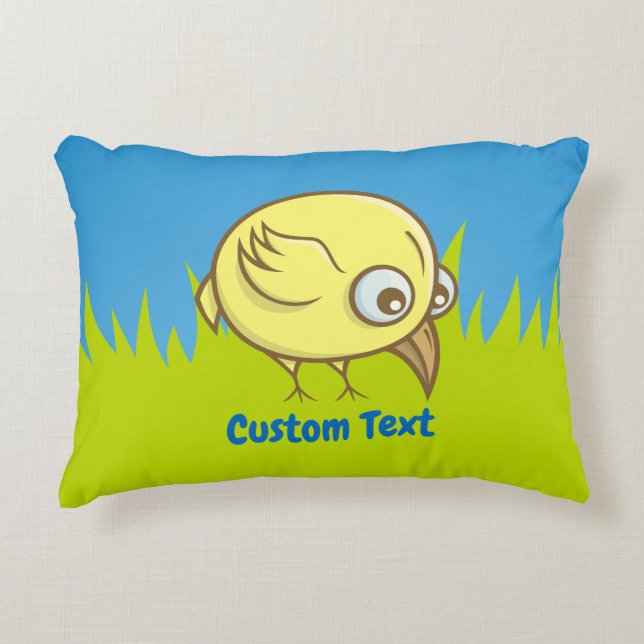 Yellow bird cartoon decorative pillow (Front)