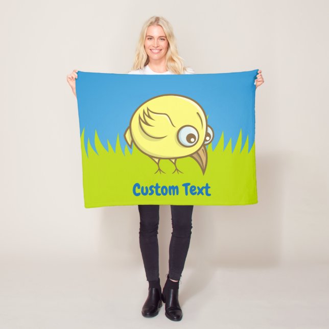 Yellow bird cartoon fleece blanket (In Situ)