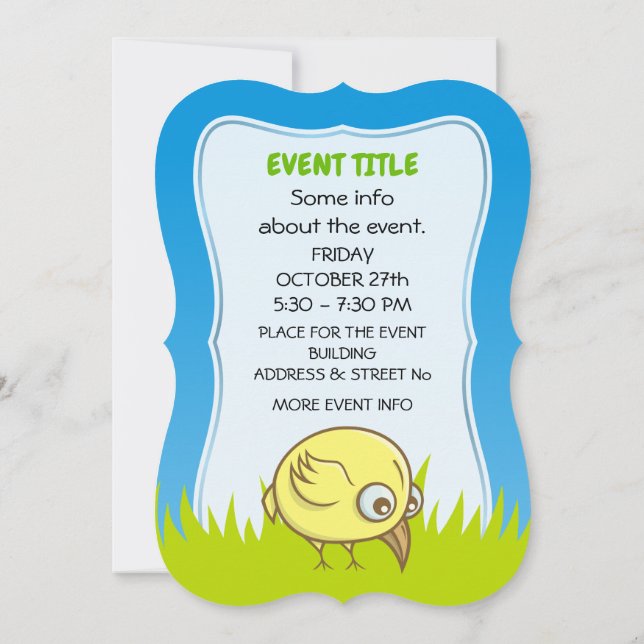 Yellow bird cartoon invitation (Back)