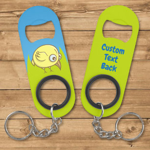Yellow bird cartoon keychain bottle opener