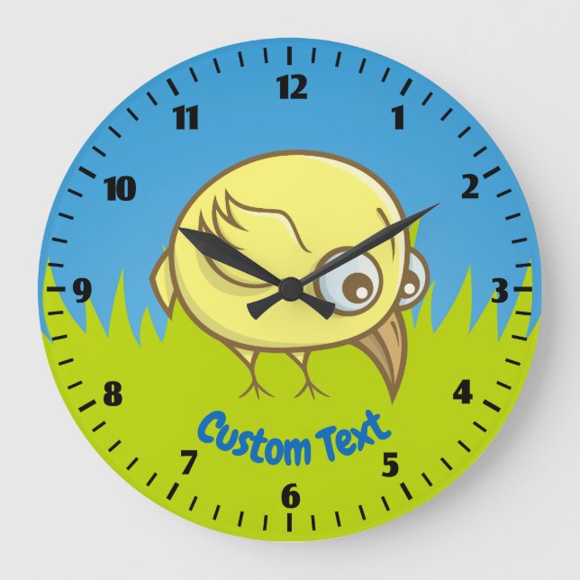 Yellow Bird Cartoon Large Clock (Front)