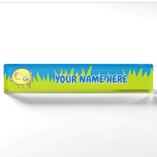 Yellow bird cartoon name plate