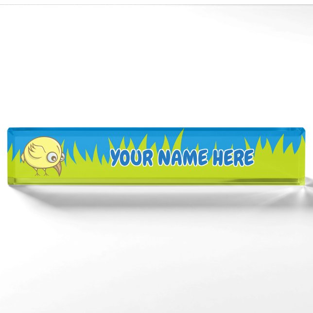 Yellow bird cartoon name plate (Front)