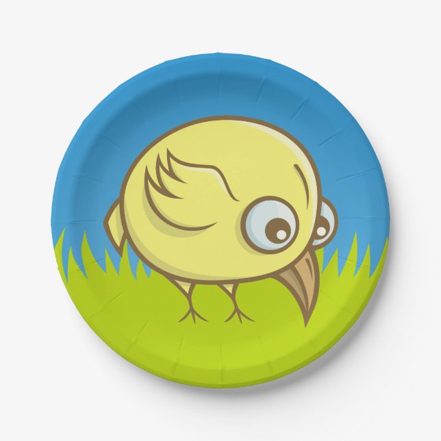 Yellow bird cartoon paper plate (Front)