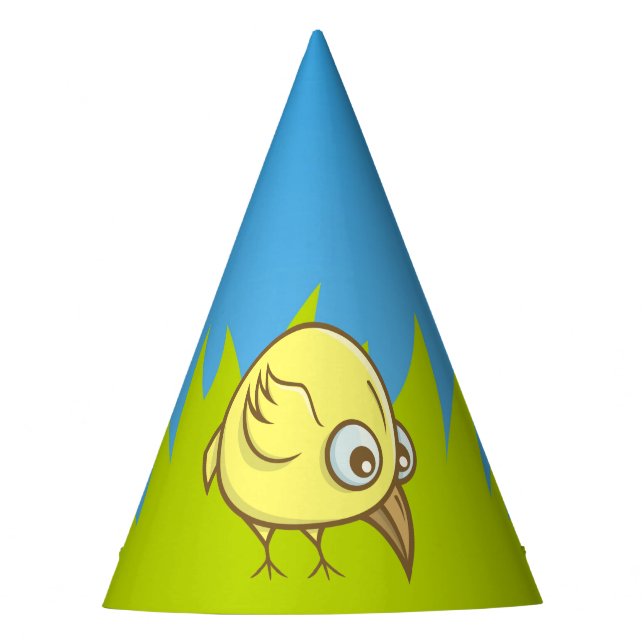 Yellow bird cartoon party hat (Front)