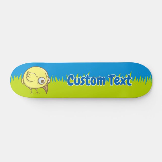 Yellow bird cartoon skateboard (Horz)