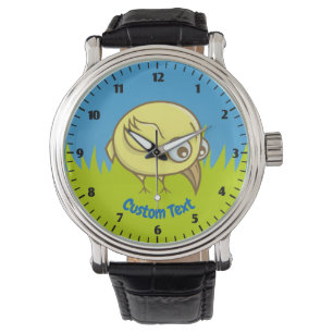 Yellow bird cartoon wristwatch