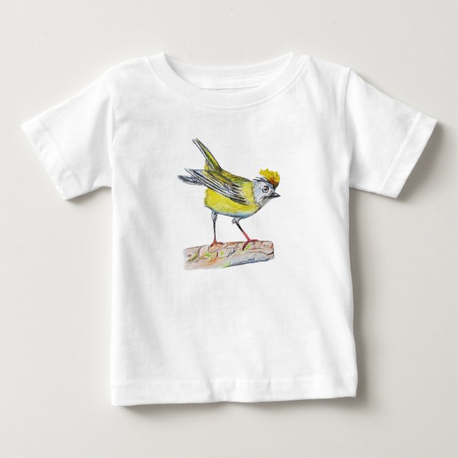 Yellow Bird Drawing Baby Fine Jersey T-Shirt, T-Shirt (Front)