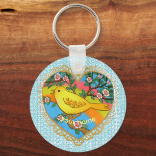 Yellow Bird Heart Grandma  keychain
