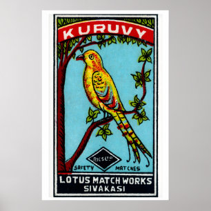 Yellow Bird in Tree - Matchbox Print - Aesthetic