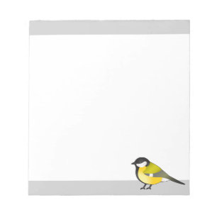 Yellow Bird Parus Major Cartoon Illustration Notepad