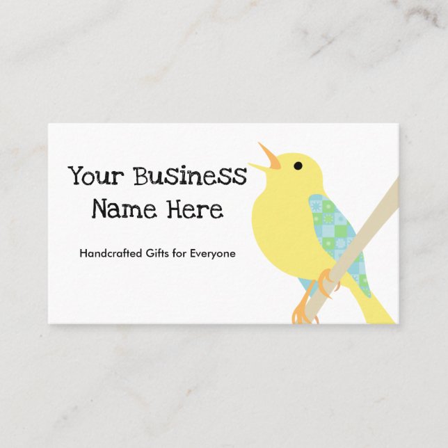 Yellow Bird Patchwork Business Card v (Front)