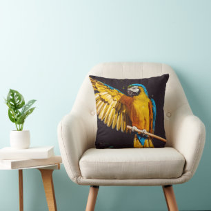 Yellow Bird Wildlife Pretty Macaw Cushion