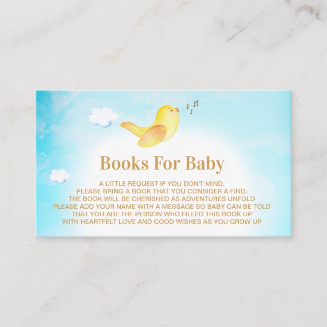 *~* Yellow Birdie Sky  Baby Books For Baby Enclosure Card (Front)