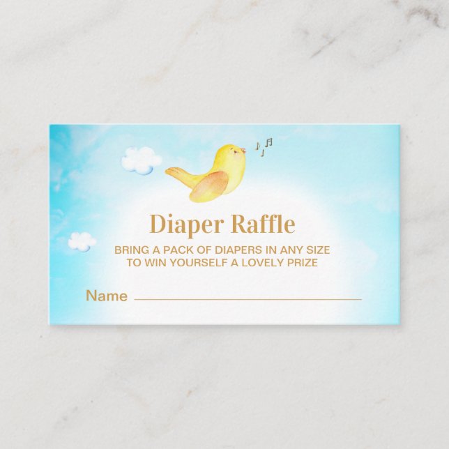 *~* Yellow Birdie Sky  Baby Shower Diaper Raffle Enclosure Card (Front)